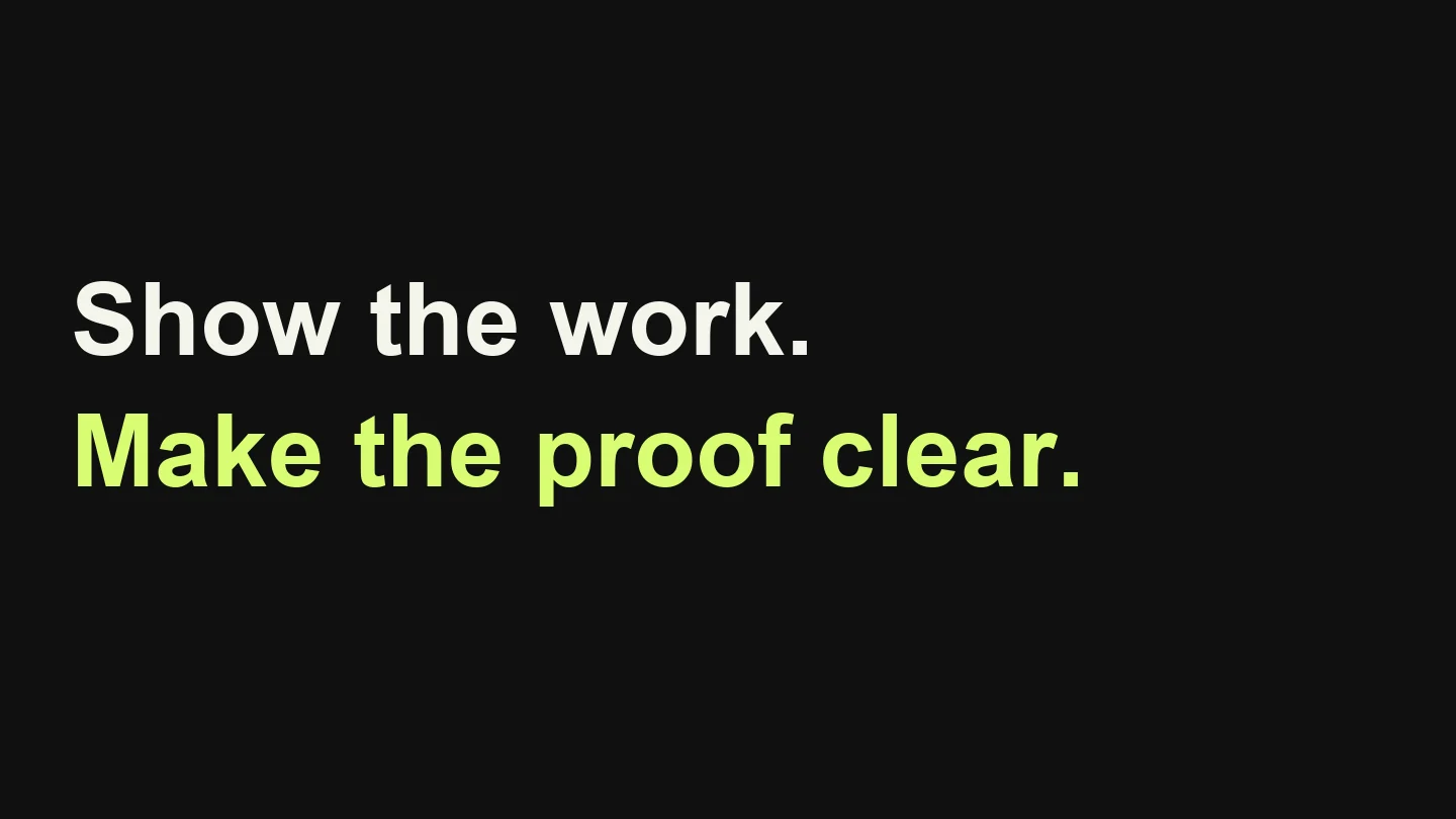Show the work. Make the proof clear.